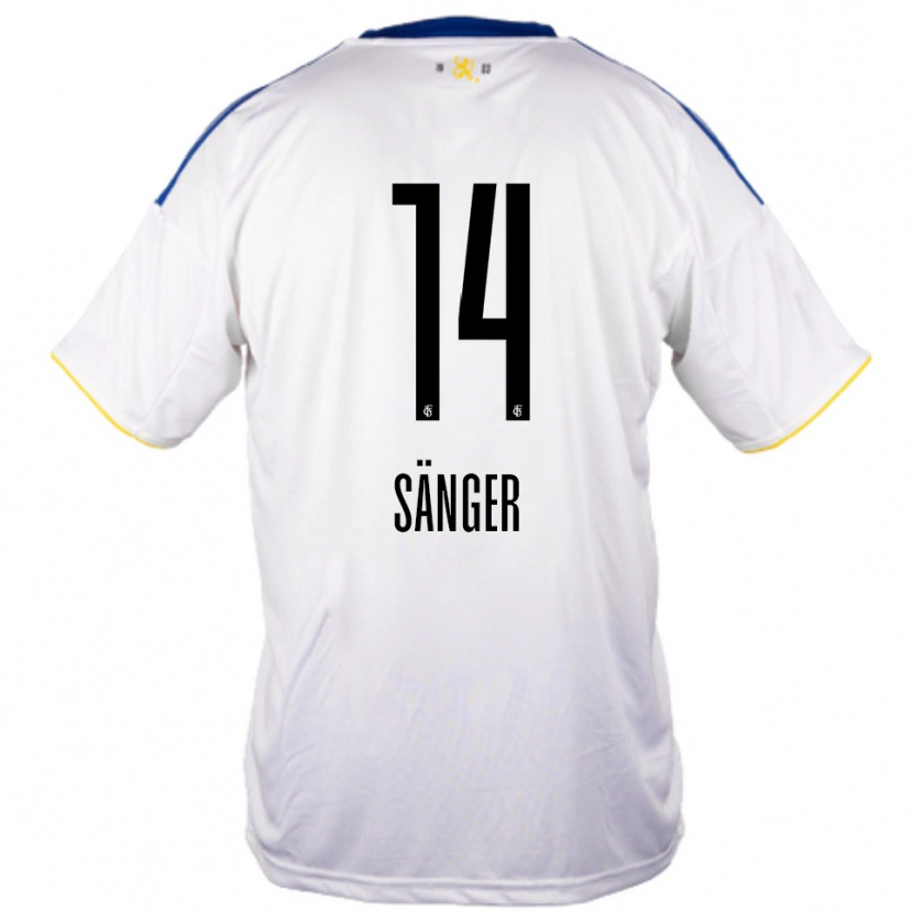 Danxen Heren Aaron Sänger #14 Wit Blauw Geel Uitshirt Uittenue 2025/26 T-Shirt