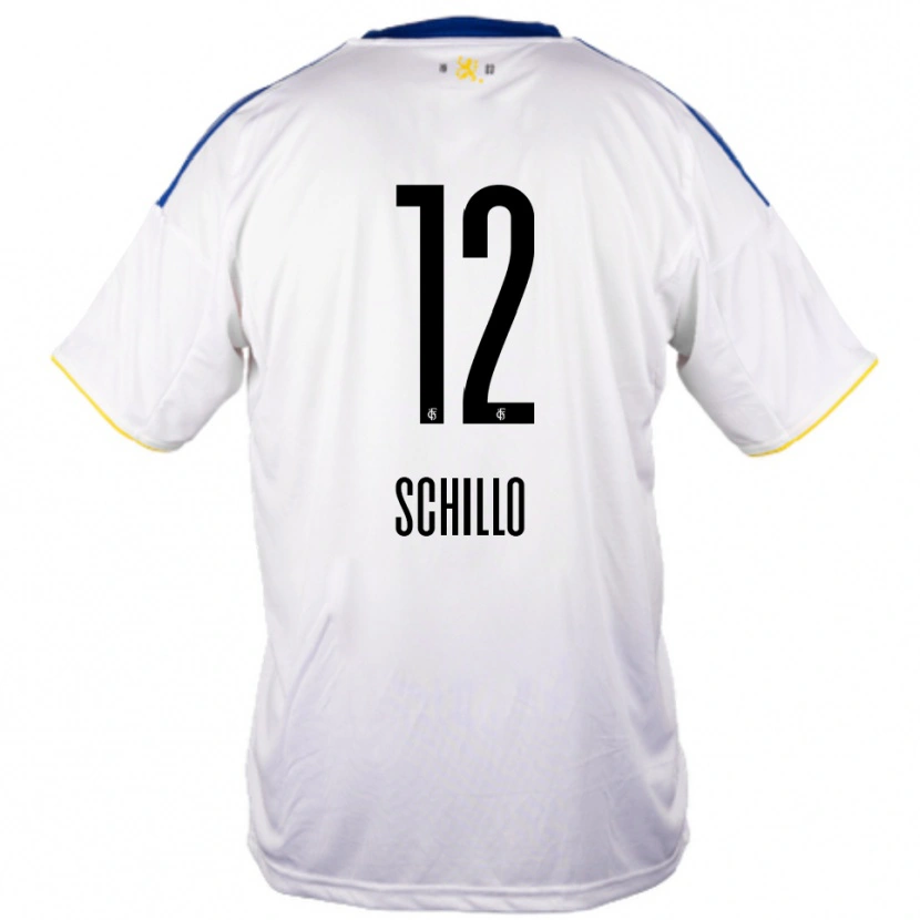 Danxen Heren Jule Schillo #12 Wit Blauw Geel Uitshirt Uittenue 2025/26 T-Shirt