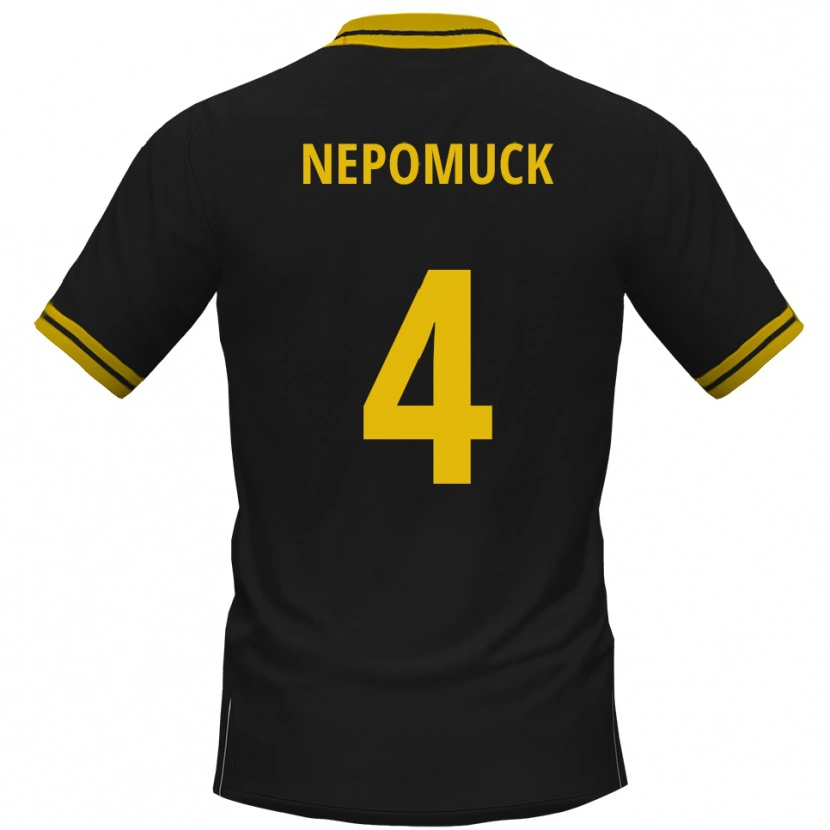 Danxen Heren Simon Nepomuck #4 Zwart Geel Uitshirt Uittenue 2025/26 T-Shirt
