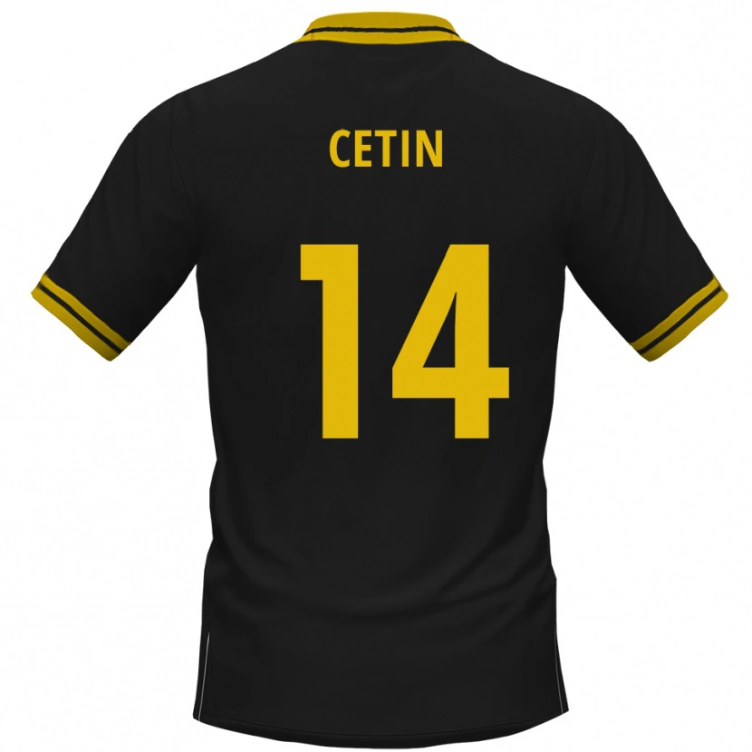 Danxen Heren Mikail Cetin #14 Zwart Geel Uitshirt Uittenue 2025/26 T-Shirt