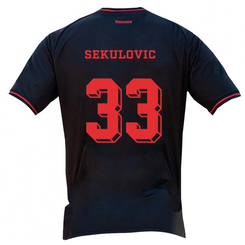 Danxen Heren Davide-Danilo Sekulovic #33 Zwart Rood Wit Uitshirt Uittenue 2025/26 T-Shirt