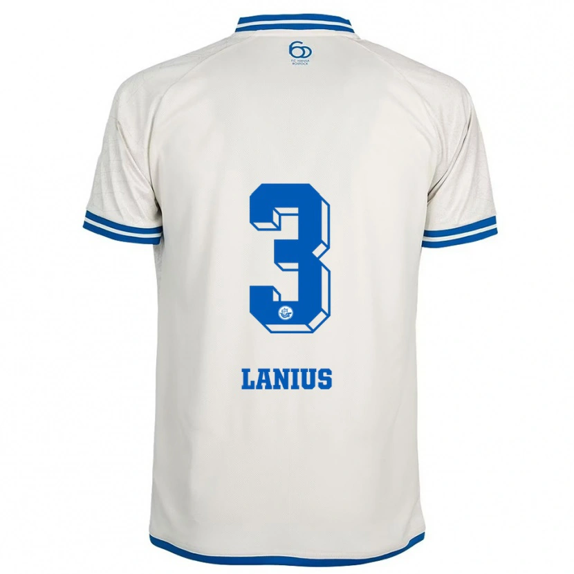 Danxen Heren Dominik Lanius #3 Wit Blauw Uitshirt Uittenue 2025/26 T-Shirt