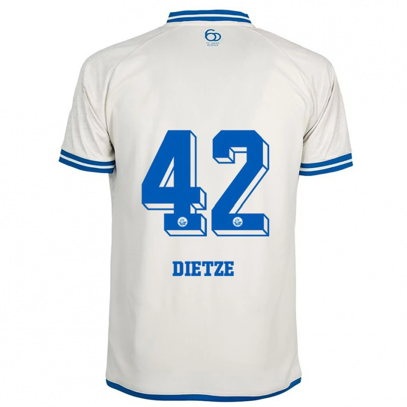 Danxen Heren Benno Dietze #42 Wit Blauw Uitshirt Uittenue 2025/26 T-Shirt