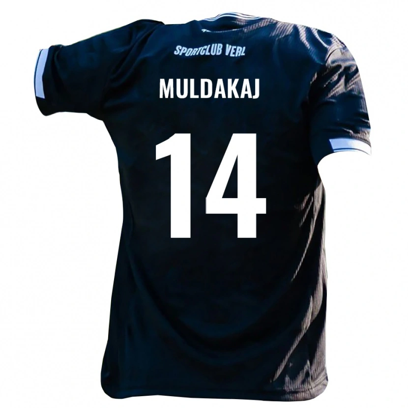 Danxen Heren Ardit Muldakaj #14 Zwart Wit Uitshirt Uittenue 2025/26 T-Shirt