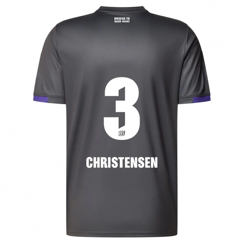 Danxen Heren Frederik Christensen #3 Grijs Paars Uitshirt Uittenue 2025/26 T-Shirt