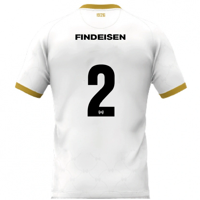 Danxen Heren Edwin Findeisen #2 Wit Goud Uitshirt Uittenue 2025/26 T-Shirt