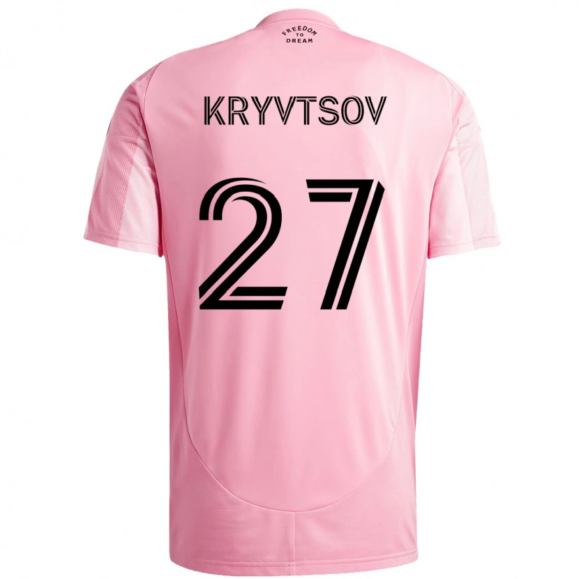 Danxen Kinderen Sergiy Kryvtsov #27 Roze Zwart Thuisshirt Thuistenue 2025/26 T-Shirt