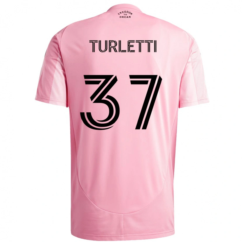 Danxen Kinderen Mateo Turletti #37 Roze Zwart Thuisshirt Thuistenue 2025/26 T-Shirt