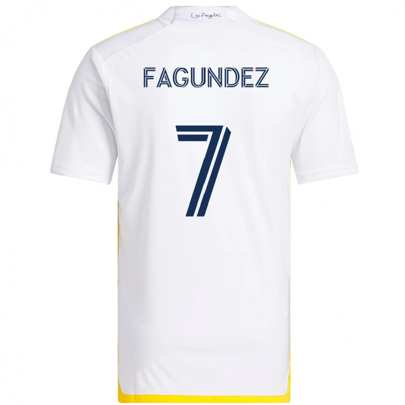 Danxen Kinderen Diego Fagúndez #7 Wit Geel Thuisshirt Thuistenue 2025/26 T-Shirt