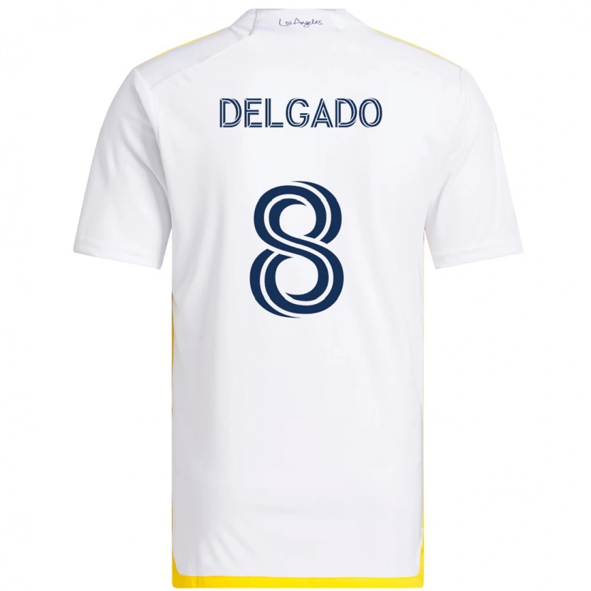 Danxen Kinderen Mark Delgado #8 Wit Geel Thuisshirt Thuistenue 2025/26 T-Shirt