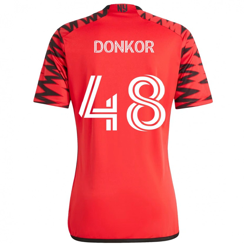 Danxen Kinderen Ronald Donkor #48 Rood Zwart Thuisshirt Thuistenue 2025/26 T-Shirt