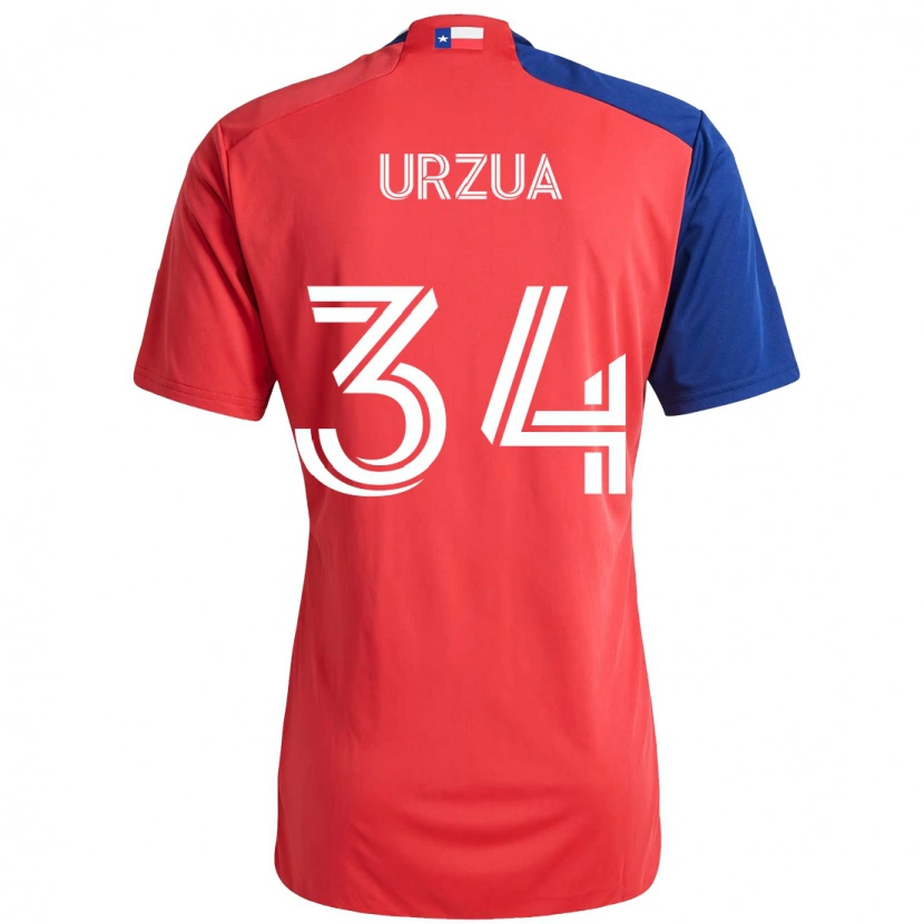 Danxen Kinderen Alejandro Urzua #34 Rood Marineblauw Thuisshirt Thuistenue 2025/26 T-Shirt