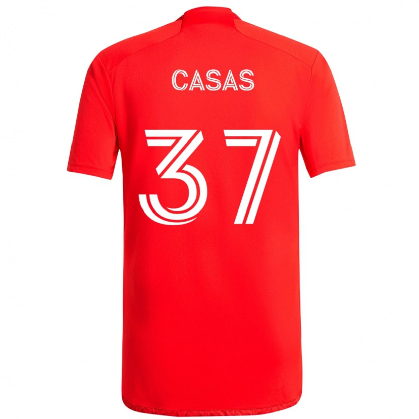 Danxen Kinderen Javier Casas #37 Rood Wit Thuisshirt Thuistenue 2025/26 T-Shirt