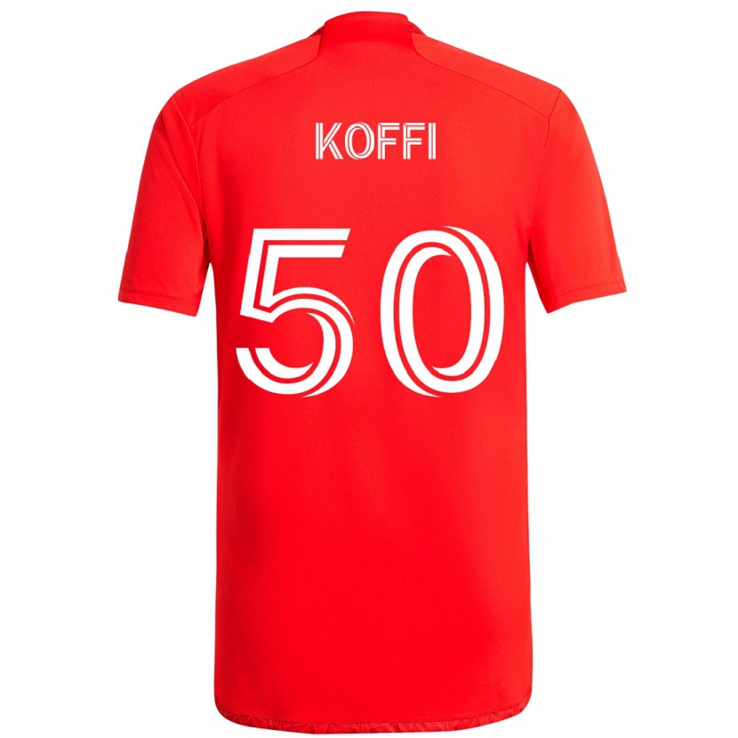 Danxen Kinderen Christian Koffi #50 Rood Wit Thuisshirt Thuistenue 2025/26 T-Shirt