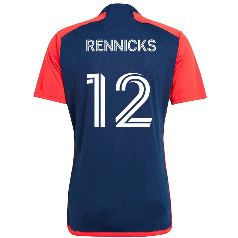 Danxen Kinderen Justin Rennicks #12 Blauw Rood Thuisshirt Thuistenue 2025/26 T-Shirt