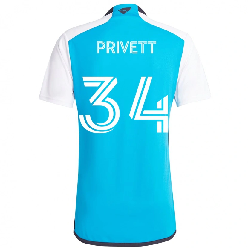 Danxen Kinderen Andrew Privett #34 Hemelsblauw Wit Thuisshirt Thuistenue 2025/26 T-Shirt