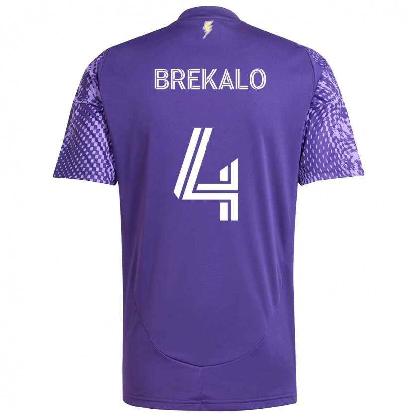 Danxen Kinderen David Brekalo #4 Paars Wit Thuisshirt Thuistenue 2025/26 T-Shirt