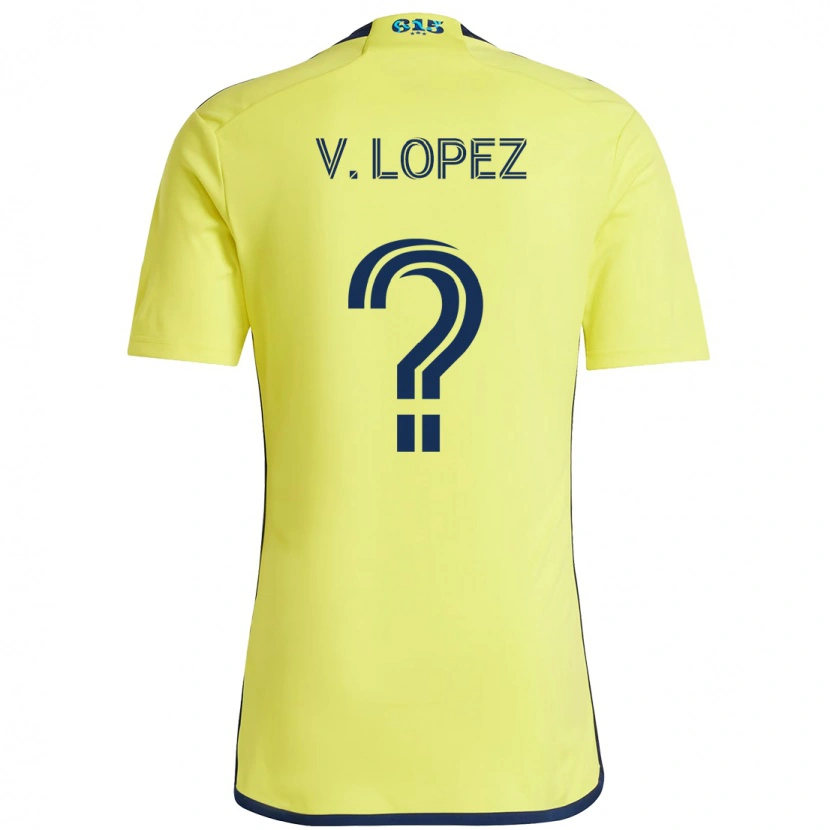 Danxen Kinderen Alejandro Velazquez-Lopez #0 Geel Marineblauw Thuisshirt Thuistenue 2025/26 T-Shirt
