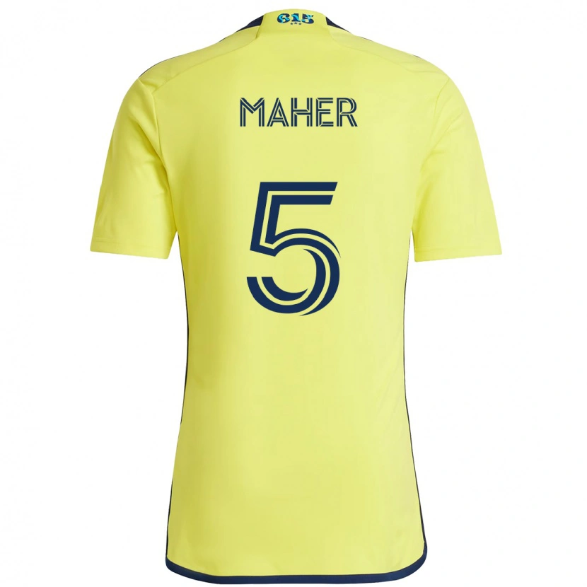 Danxen Kinderen Jack Maher #5 Geel Marineblauw Thuisshirt Thuistenue 2025/26 T-Shirt