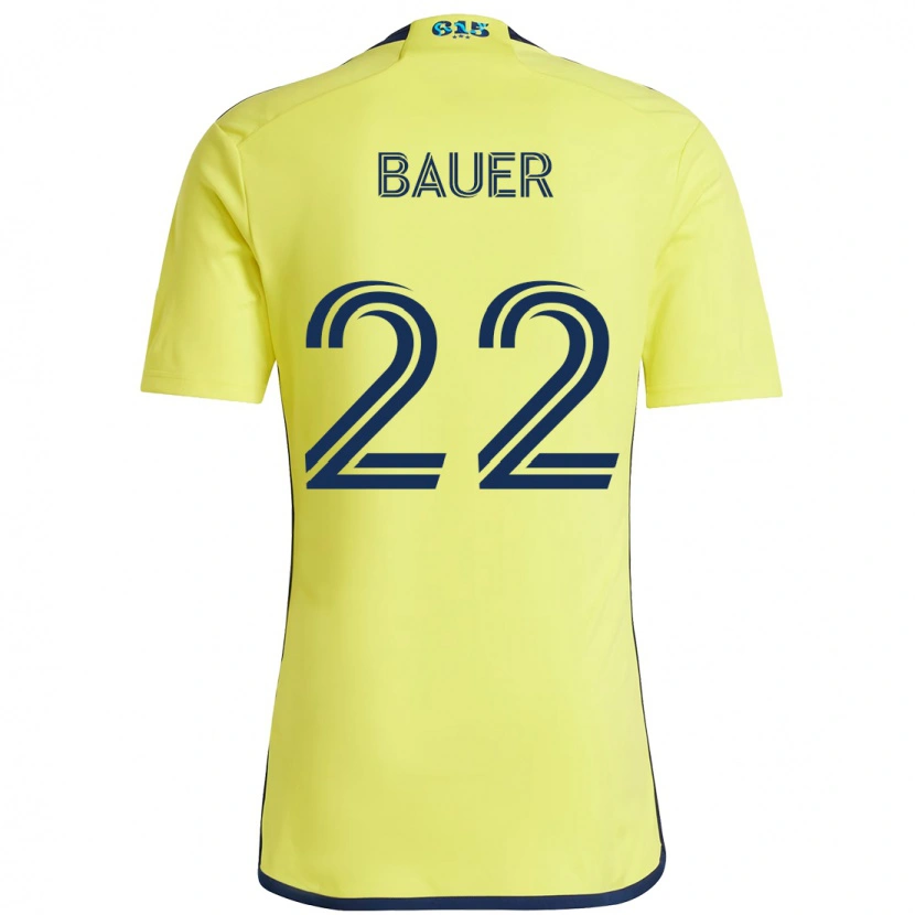 Danxen Kinderen Josh Bauer #22 Geel Marineblauw Thuisshirt Thuistenue 2025/26 T-Shirt