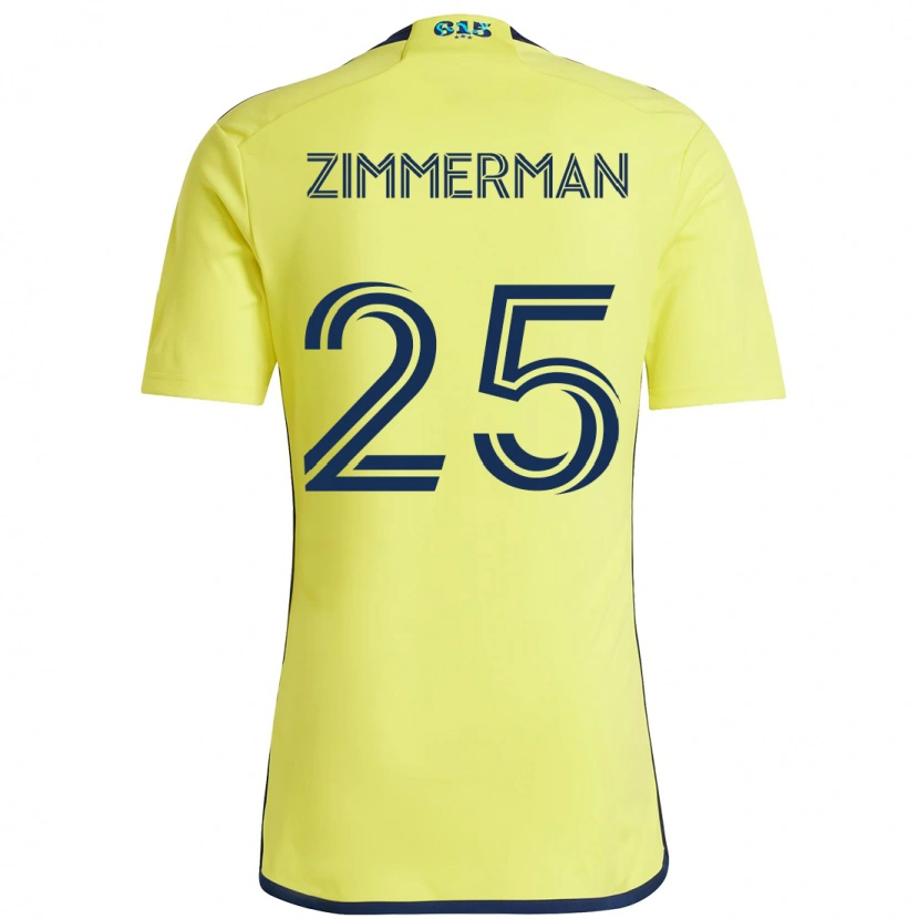 Danxen Kinderen Walker Zimmerman #25 Geel Marineblauw Thuisshirt Thuistenue 2025/26 T-Shirt
