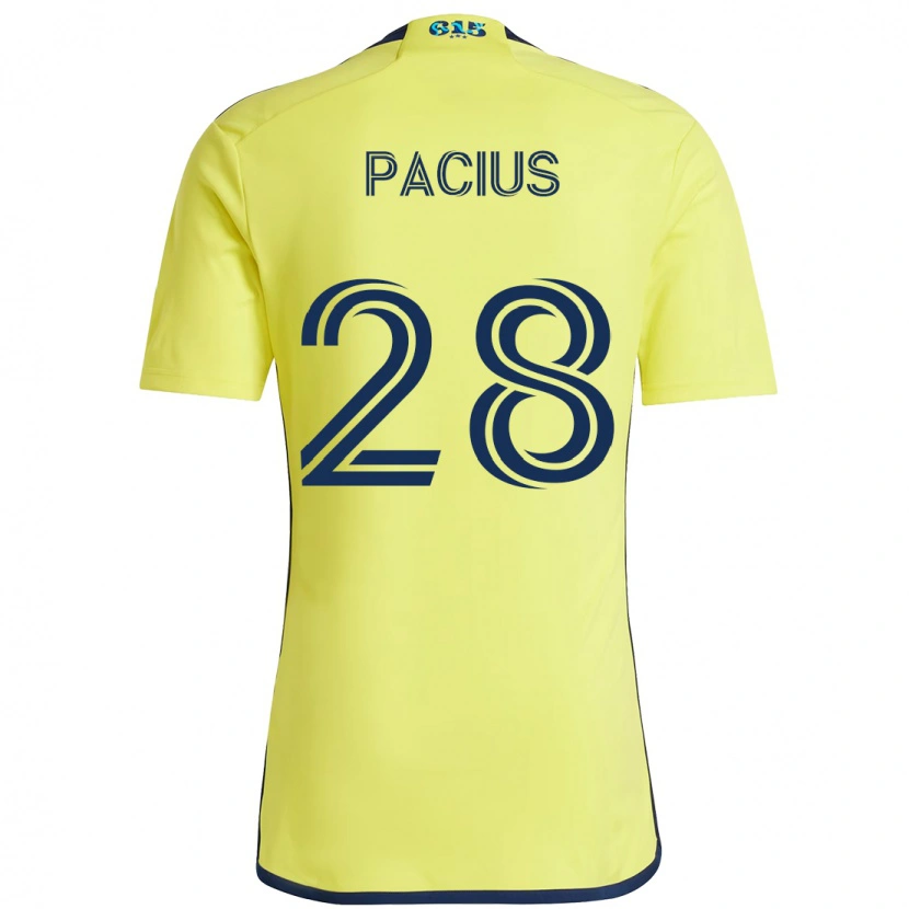 Danxen Kinderen Woobens Pacius #28 Geel Marineblauw Thuisshirt Thuistenue 2025/26 T-Shirt