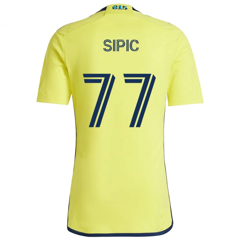 Danxen Kinderen Adem Sipić #77 Geel Marineblauw Thuisshirt Thuistenue 2025/26 T-Shirt