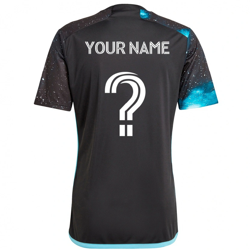 Danxen Kinderen Uw Naam #0 Zwart Blauw Thuisshirt Thuistenue 2025/26 T-Shirt