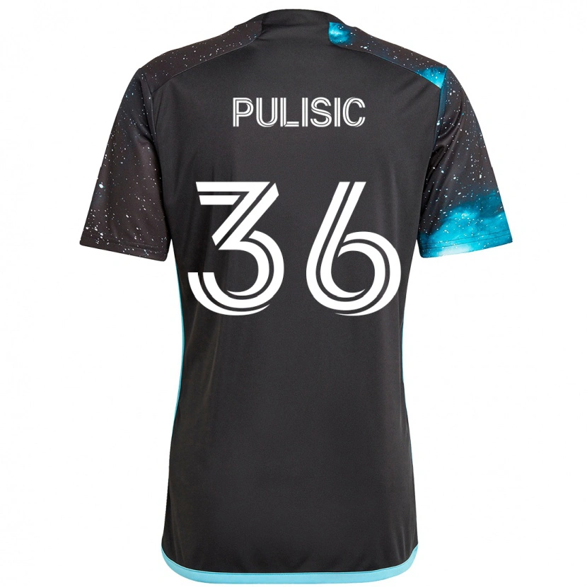 Danxen Kinderen Will Pulisic #36 Zwart Blauw Thuisshirt Thuistenue 2025/26 T-Shirt