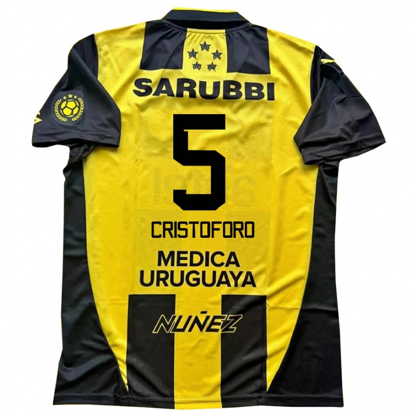 Danxen Kinderen Sebastián Cristóforo #5 Geel Zwart Thuisshirt Thuistenue 2025/26 T-Shirt