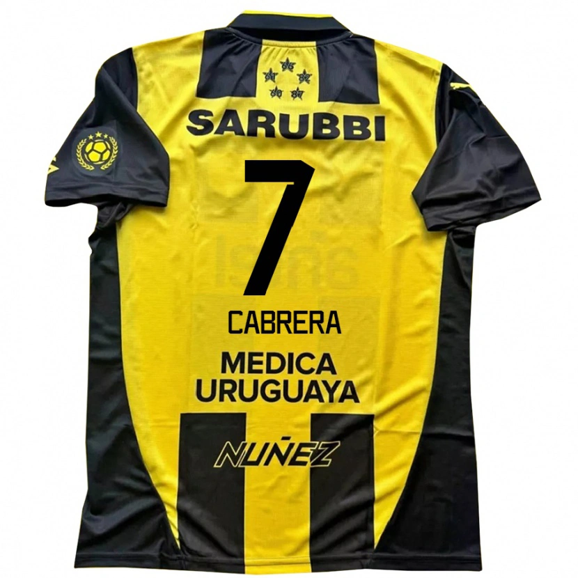 Danxen Kinderen Javier Cabrera #7 Geel Zwart Thuisshirt Thuistenue 2025/26 T-Shirt