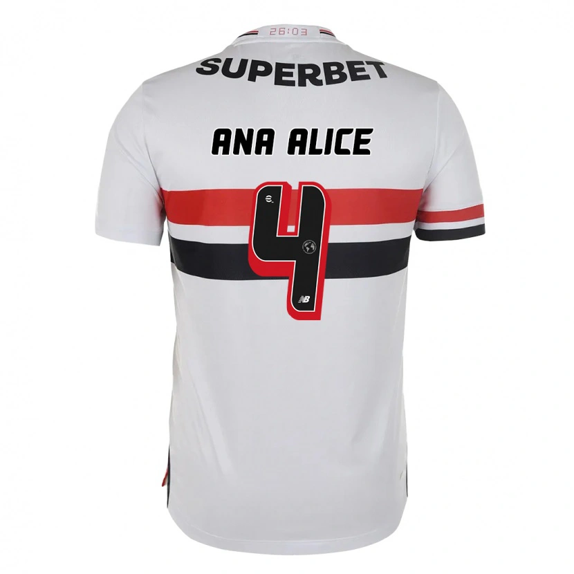 Danxen Kinderen Ana Alice Luciano Da Silva #4 Rood Zwart Wit Thuisshirt Thuistenue 2025/26 T-Shirt