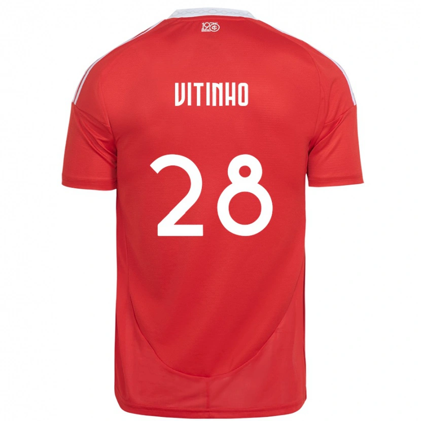 Danxen Kinderen Vitinho #28 Rood Wit Thuisshirt Thuistenue 2025/26 T-Shirt