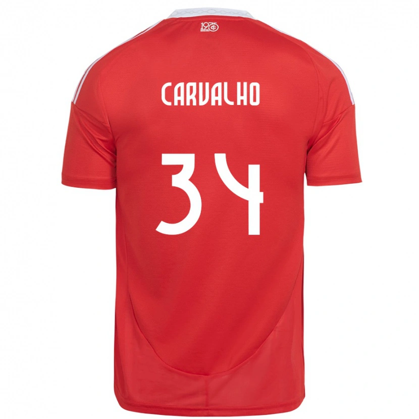 Danxen Kinderen Gabriel Carvalho #34 Rood Wit Thuisshirt Thuistenue 2025/26 T-Shirt