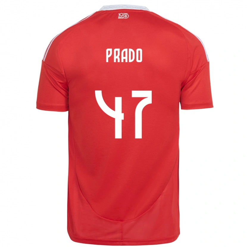 Danxen Kinderen Gustavo Prado #47 Rood Wit Thuisshirt Thuistenue 2025/26 T-Shirt