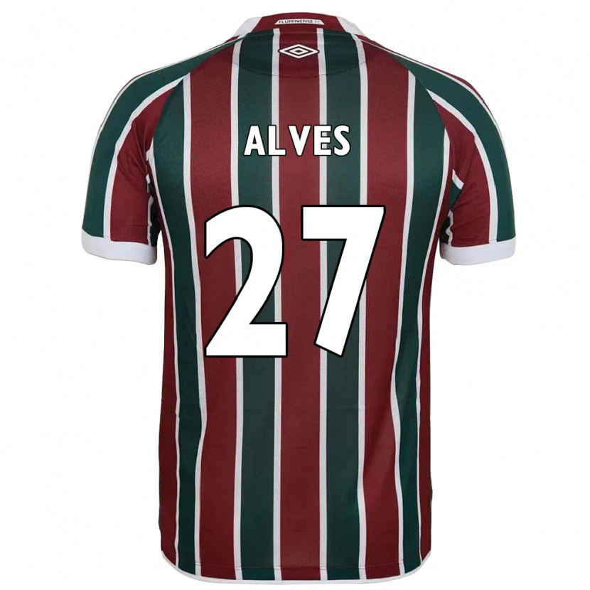 Danxen Kinderen Felipe Alves #27 Groen Maroon Wit Thuisshirt Thuistenue 2025/26 T-Shirt