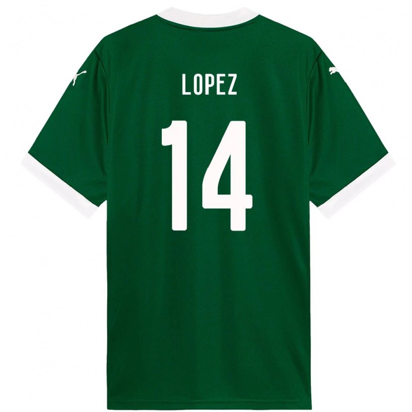 Danxen Kinderen David Lopez #14 Groen Wit Thuisshirt Thuistenue 2025/26 T-Shirt