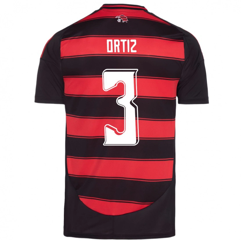 Danxen Kinderen Léo Ortiz #3 Rood Zwart Thuisshirt Thuistenue 2025/26 T-Shirt
