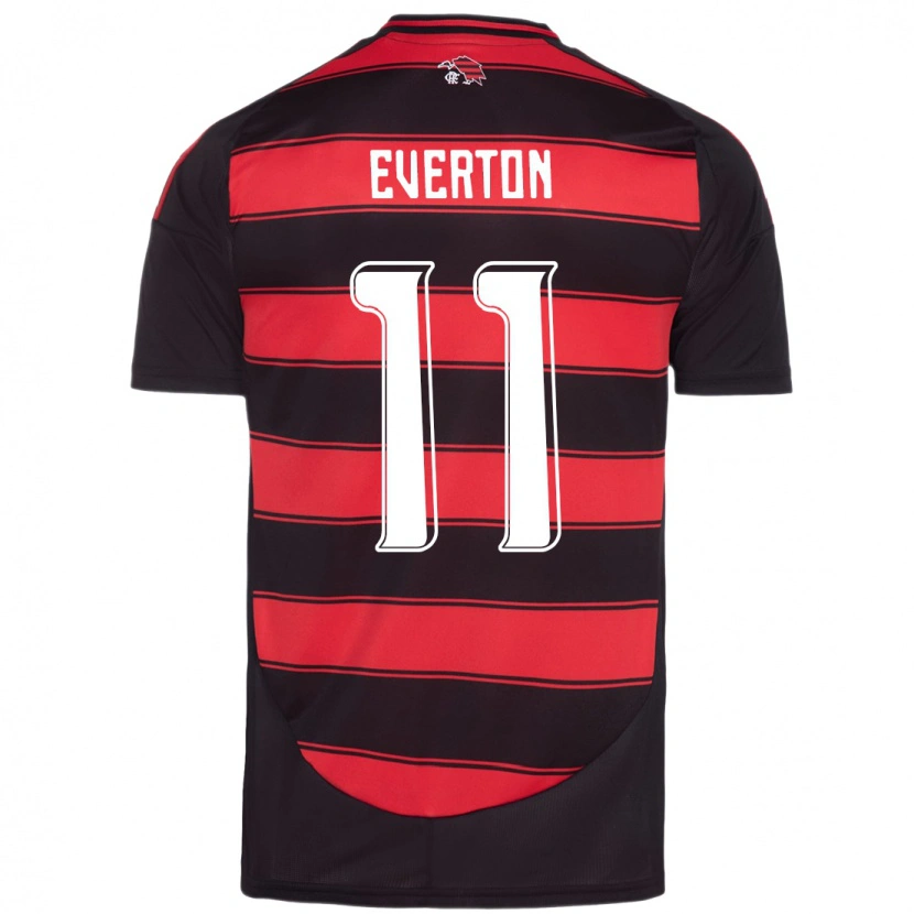 Danxen Kinderen Everton #11 Rood Zwart Thuisshirt Thuistenue 2025/26 T-Shirt