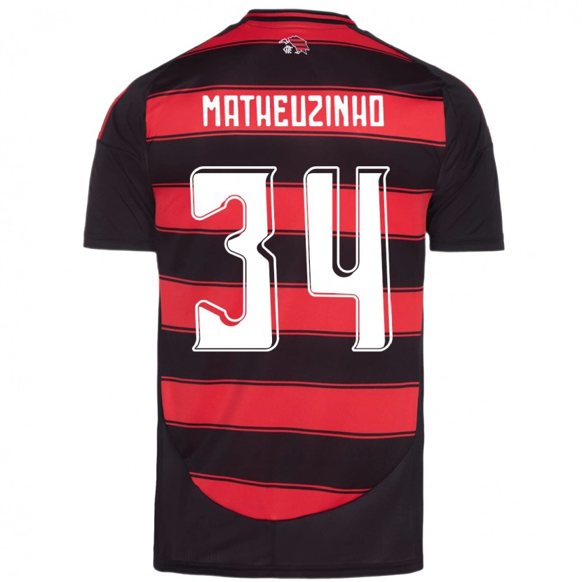 Danxen Kinderen Matheuzinho #34 Rood Zwart Thuisshirt Thuistenue 2025/26 T-Shirt