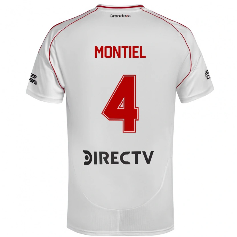 Danxen Kinderen Gonzalo Montiel #4 Wit Rood Thuisshirt Thuistenue 2025/26 T-Shirt