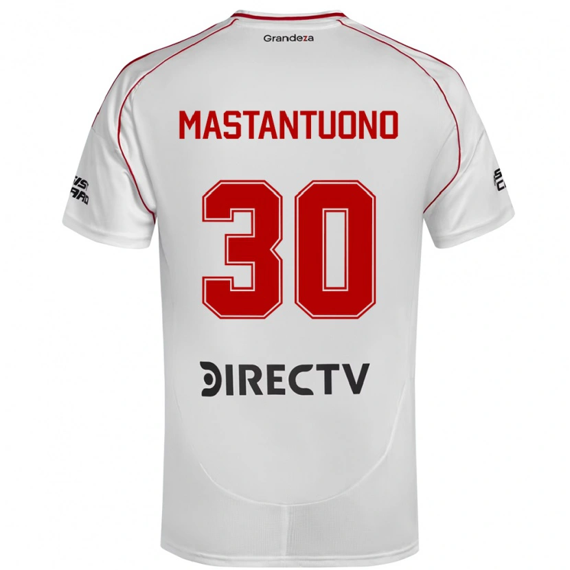 Danxen Kinderen Franco Mastantuono #30 Wit Rood Thuisshirt Thuistenue 2025/26 T-Shirt