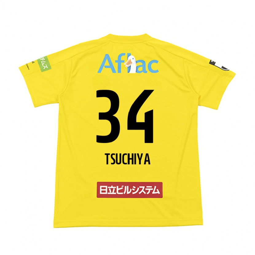 Danxen Kinderen Takumi Tsuchiya #34 Zwart Geel Thuisshirt Thuistenue 2025/26 T-Shirt