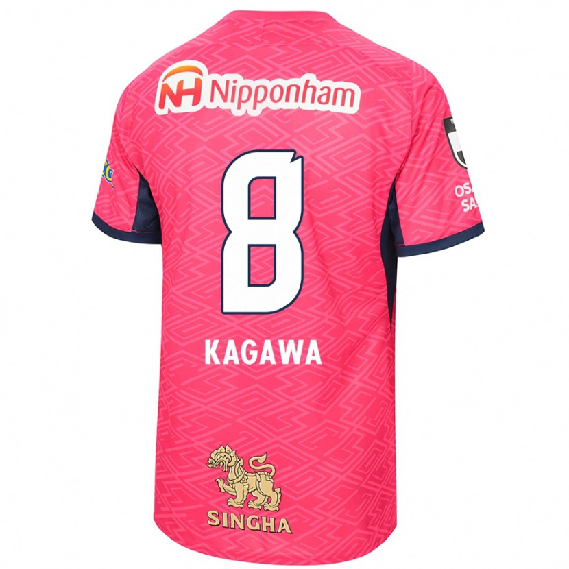 Danxen Kinderen Shinji Kagawa #8 Sakura Roze Wit Thuisshirt Thuistenue 2025/26 T-Shirt