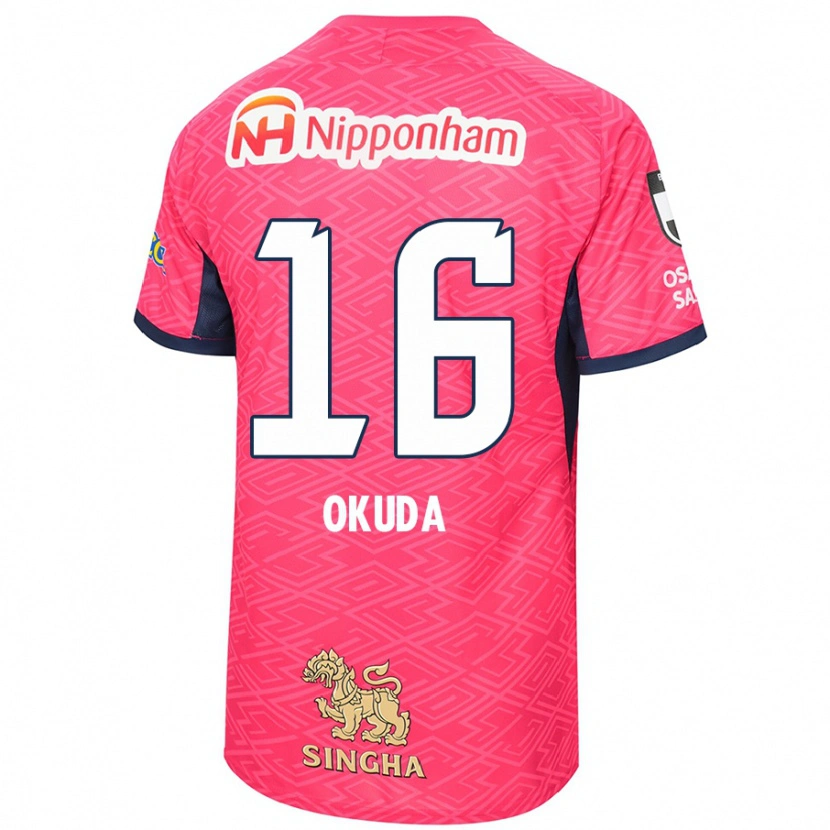 Danxen Kinderen Hayato Okuda #16 Sakura Roze Wit Thuisshirt Thuistenue 2025/26 T-Shirt