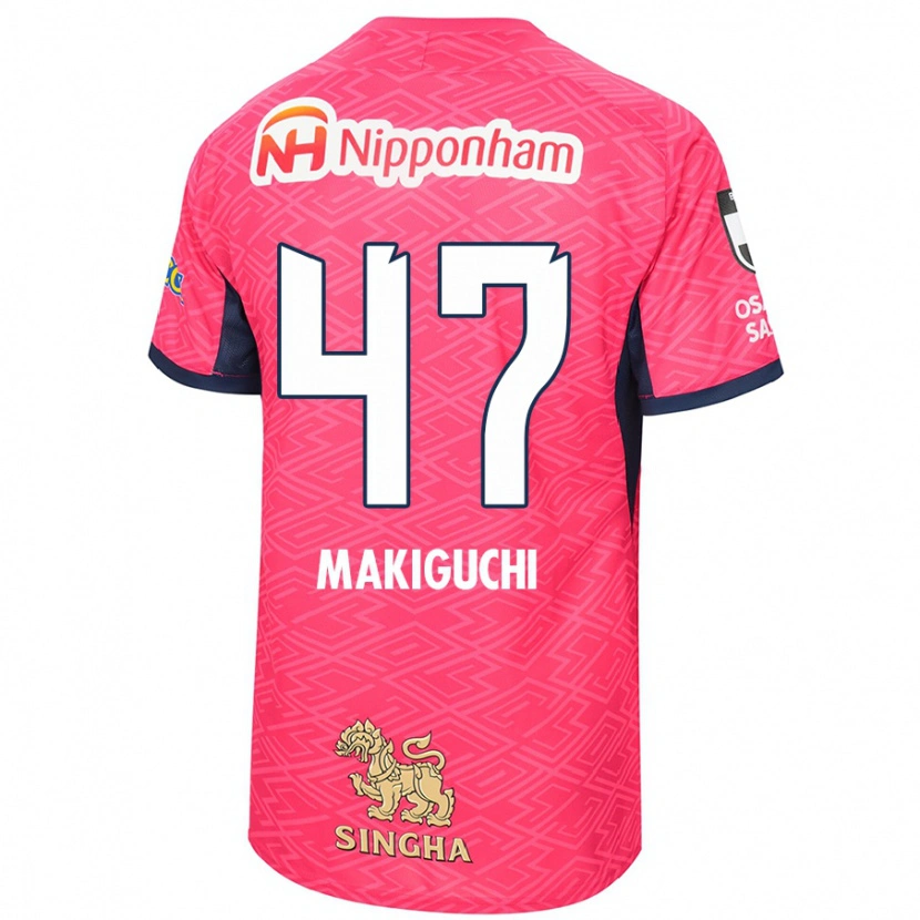 Danxen Kinderen Kazuma Makiguchi #47 Sakura Roze Wit Thuisshirt Thuistenue 2025/26 T-Shirt