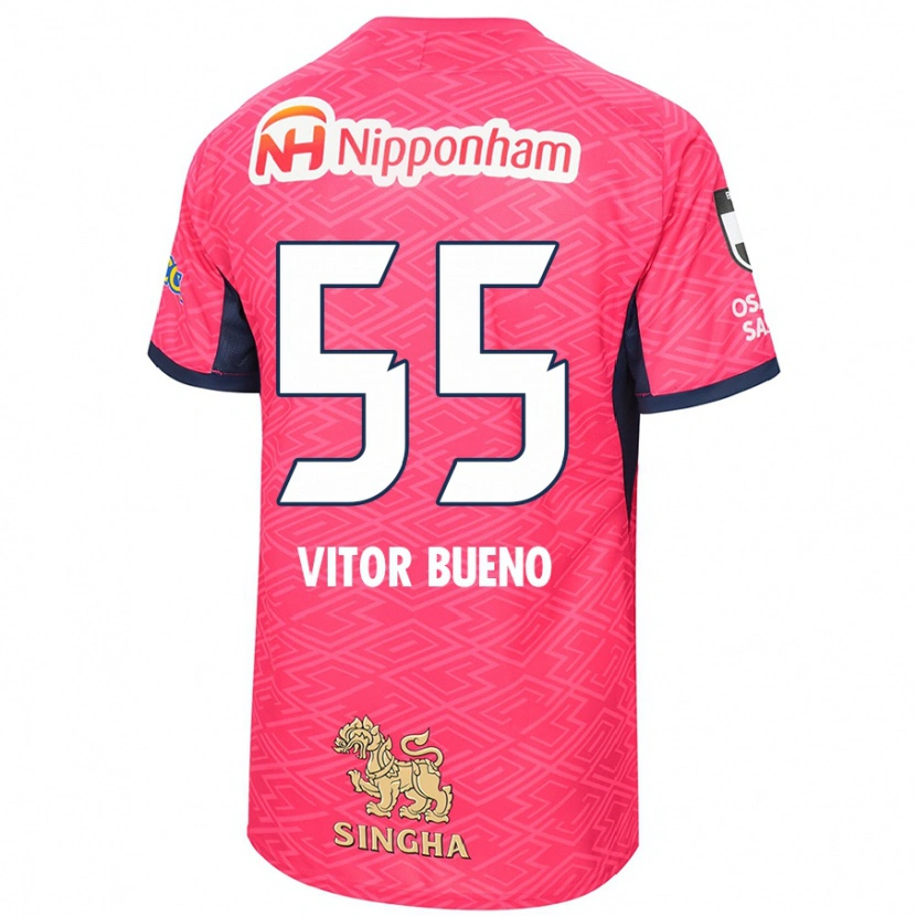Danxen Kinderen Vitor Bueno #55 Sakura Roze Wit Thuisshirt Thuistenue 2025/26 T-Shirt