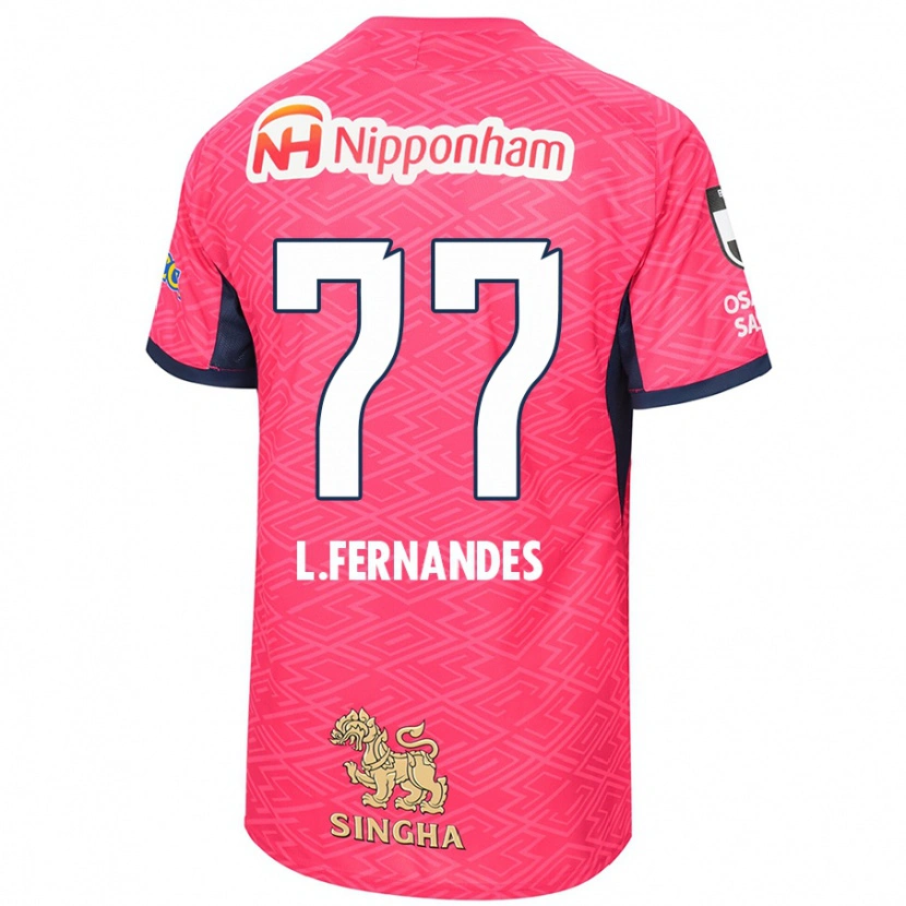 Danxen Kinderen Lucas Fernandes #77 Sakura Roze Wit Thuisshirt Thuistenue 2025/26 T-Shirt