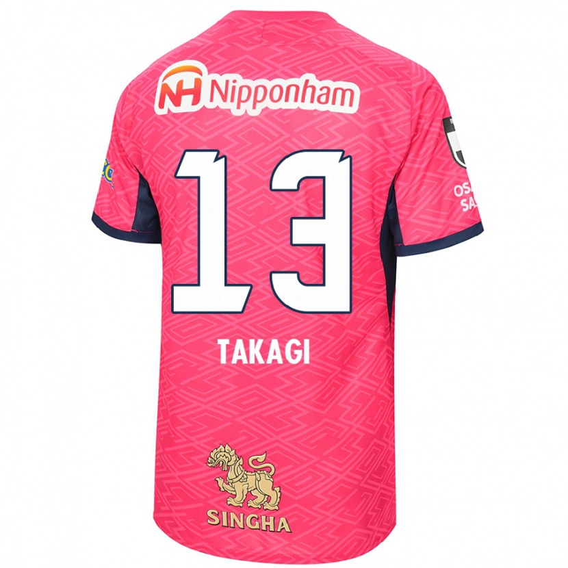 Danxen Kinderen Toshiyuki Takagi #13 Sakura Roze Wit Thuisshirt Thuistenue 2025/26 T-Shirt