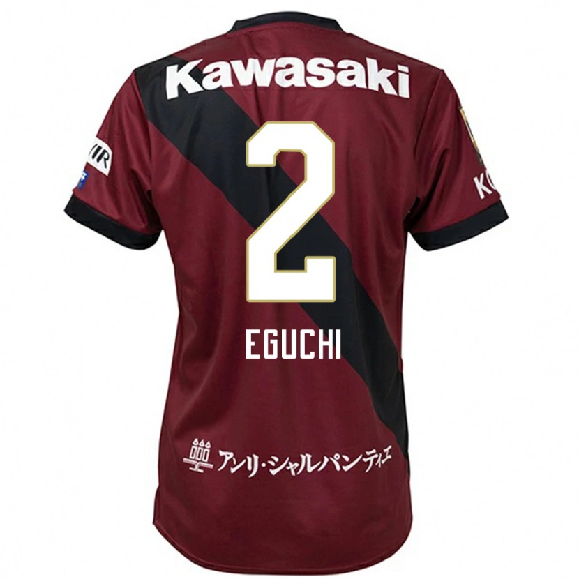 Danxen Kinderen Takuma Eguchi #2 Bourgondisch Zwart Thuisshirt Thuistenue 2025/26 T-Shirt